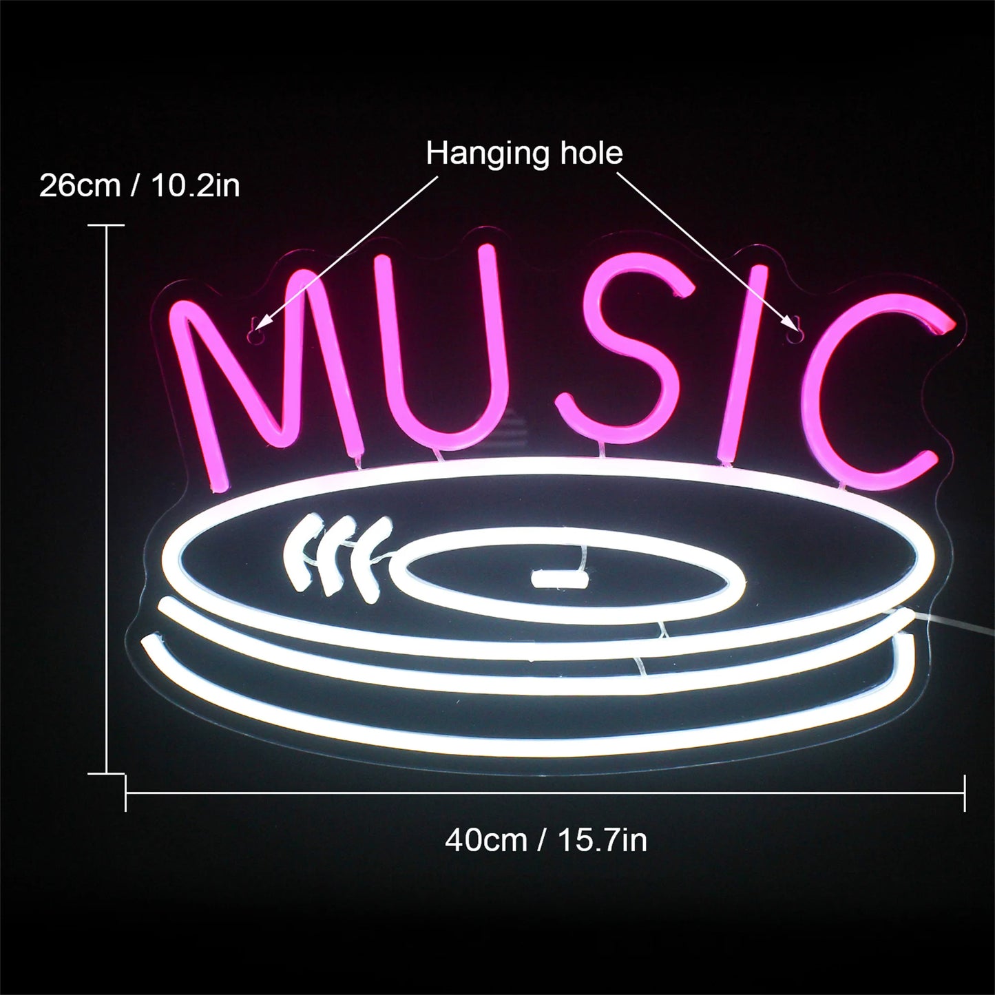 Music Record 5V Mini USB LED Neon Sign - Budget Friendly