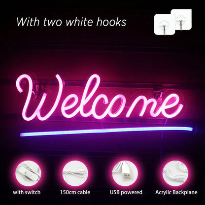 Welcome 5V USB LED Neon Sign - Budget Friendly