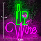 Wine – Wijnfles en glas met rodewijnthema – LED-neonreclame (5 V USB)