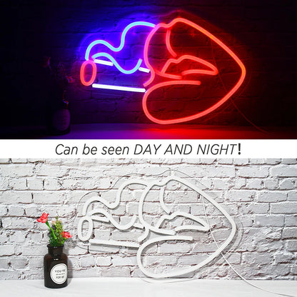 Smoking Mouth Woman Sexy 5V USB LED Neon Sign - Budget Friendly