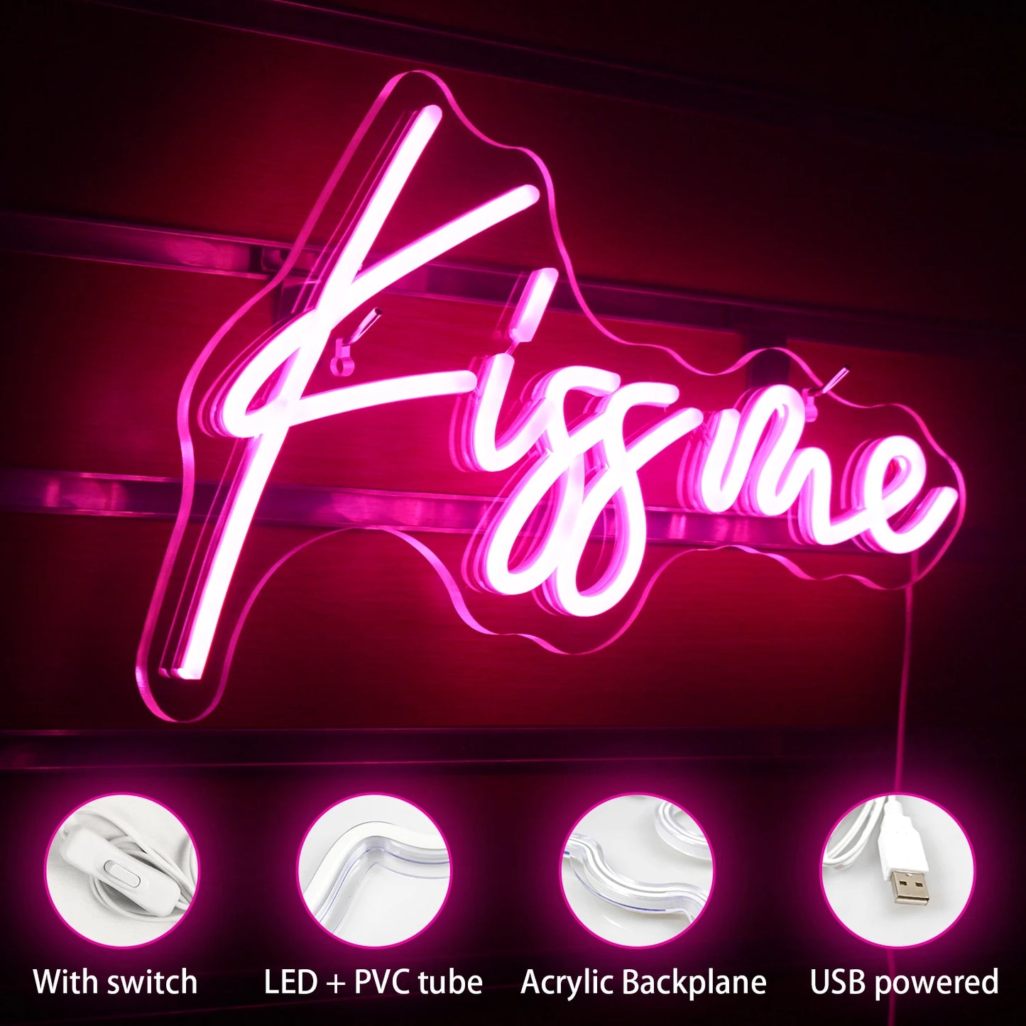 Kiss Me 5V USB LED Neon Sign - Budget Friendly