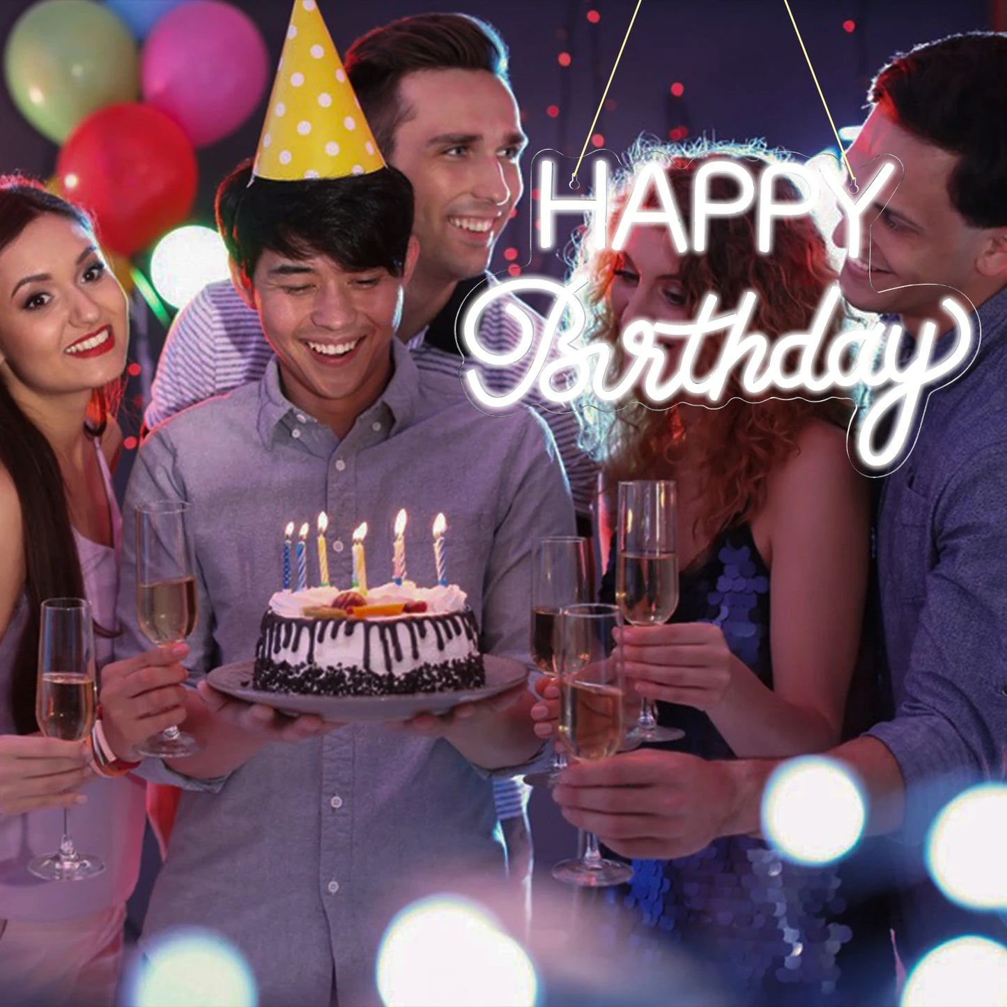 Happy Birthday 5V USB LED Neon Sign - Budget Friendly