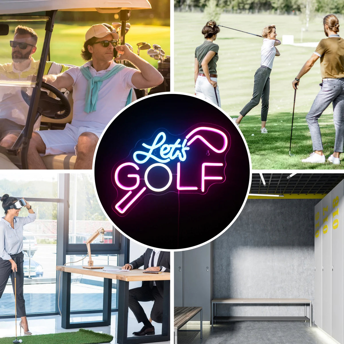 Let's GOLF – Golfclub – LED-neonbord (5 V USB)