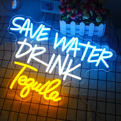 Save Water Drink Tequila 5V USB LED Neon Sign - Budget Friendly