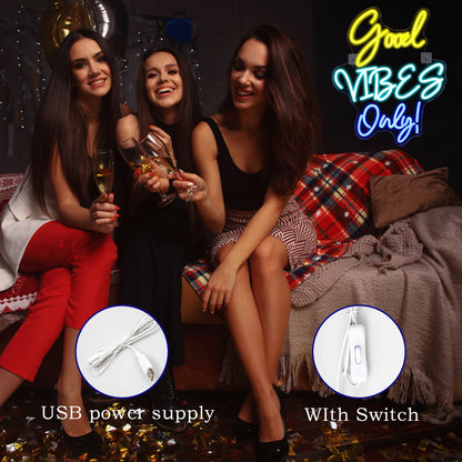 Good Vibes Only 5V USB LED Neon Sign - Budget Friendly