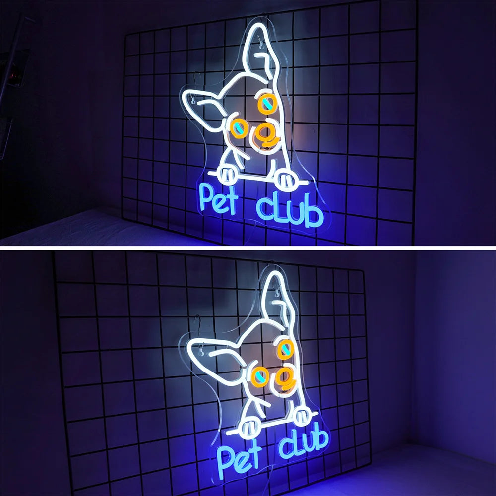Pet Club – Hondengezicht – LED-neonbord (5 V USB)