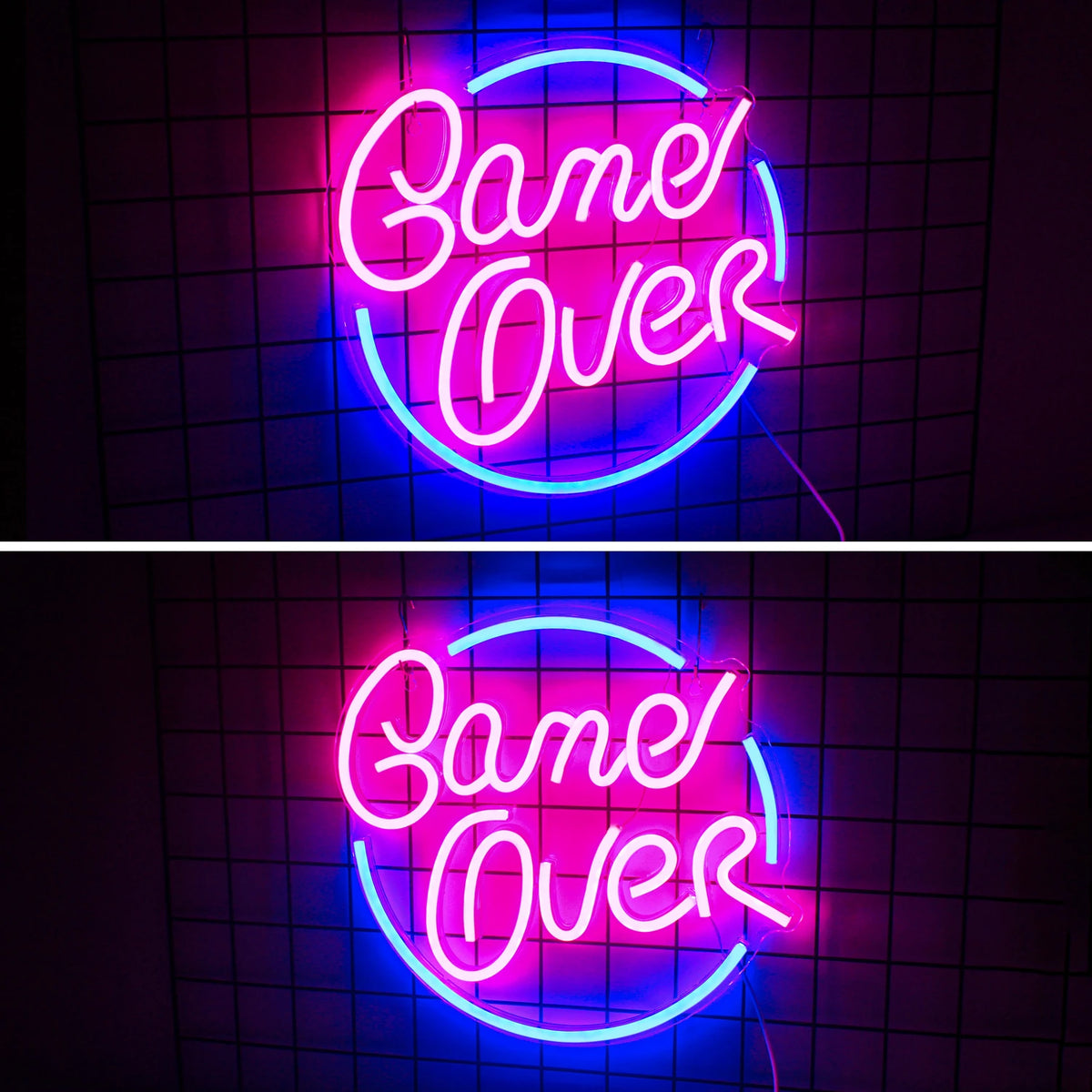 Game Over – Ronde rand – LED-neonbord (5 V USB)