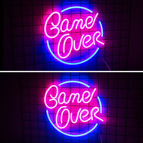 Game Over – Ronde rand – LED-neonbord (5 V USB)