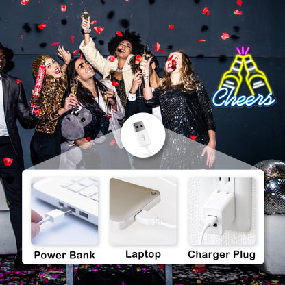 Bar Cheers 5V USB LED Neon Sign - Budget Friendly