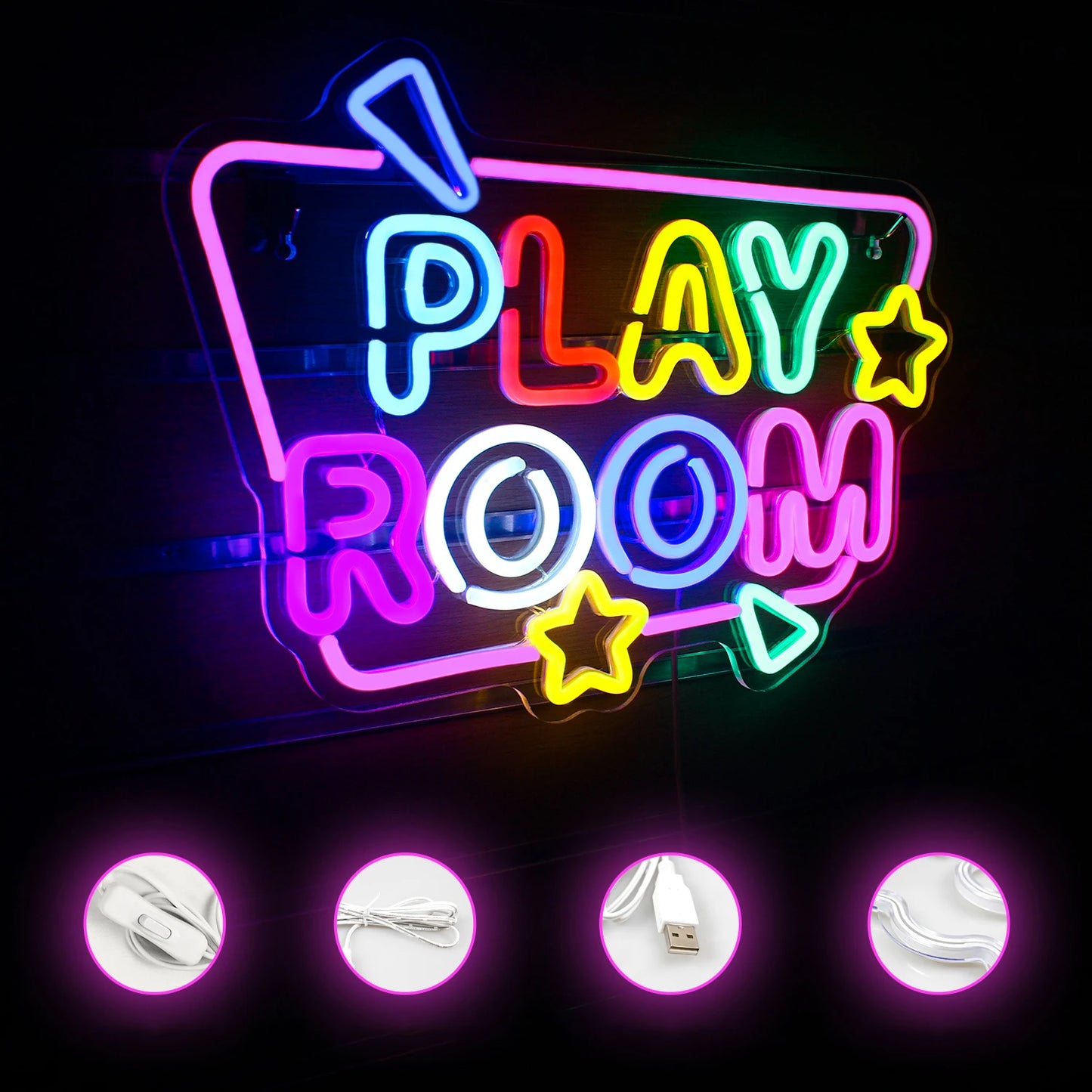 Play Room 5V USB LED Neon Sign - Budget Friendly