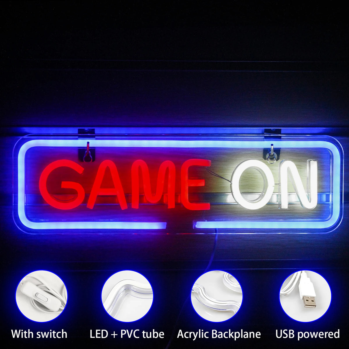 Game On 5V USB LED Neon Sign - Budget Friendly