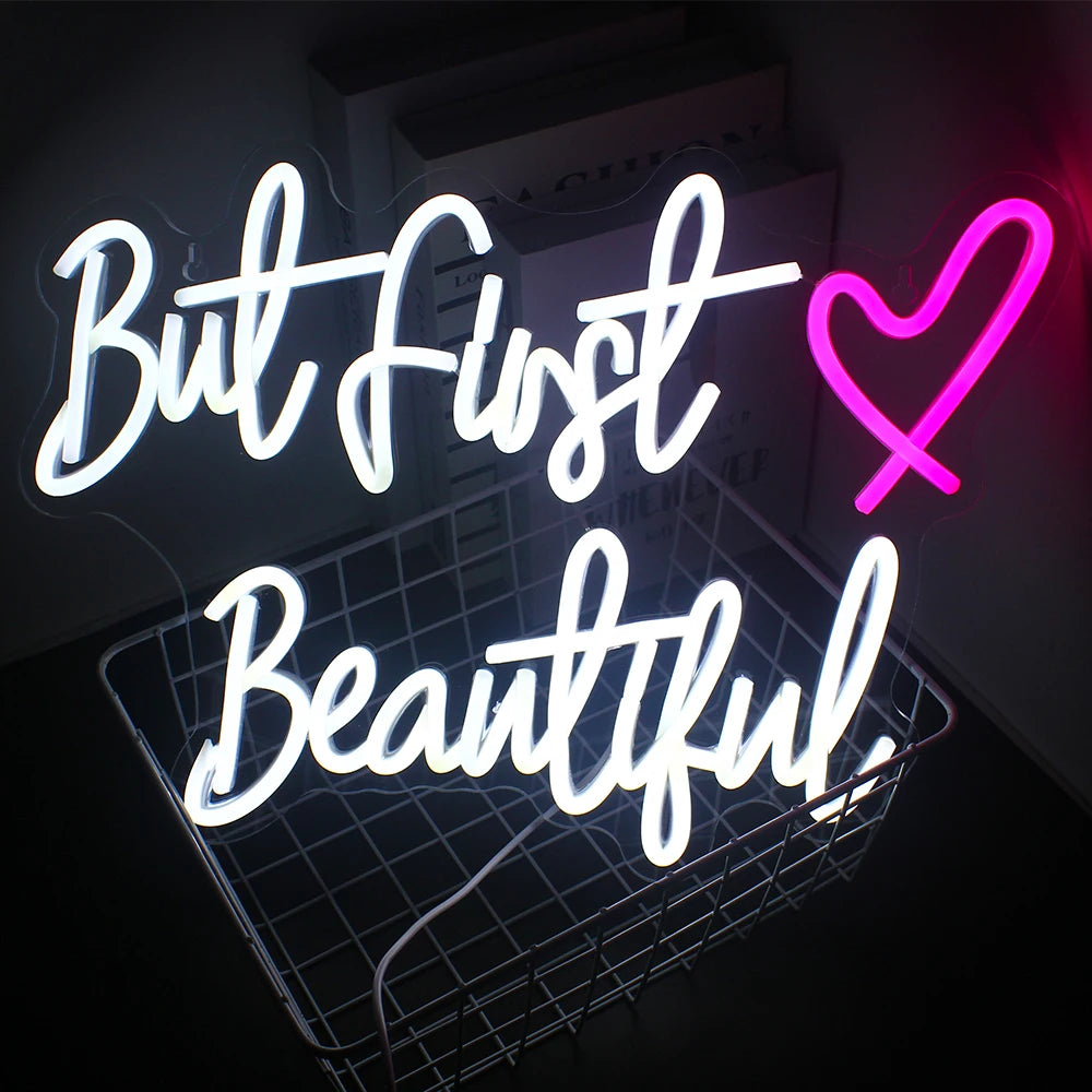 But First Beautiful 5V USB LED Neon Sign - Budget Friendly