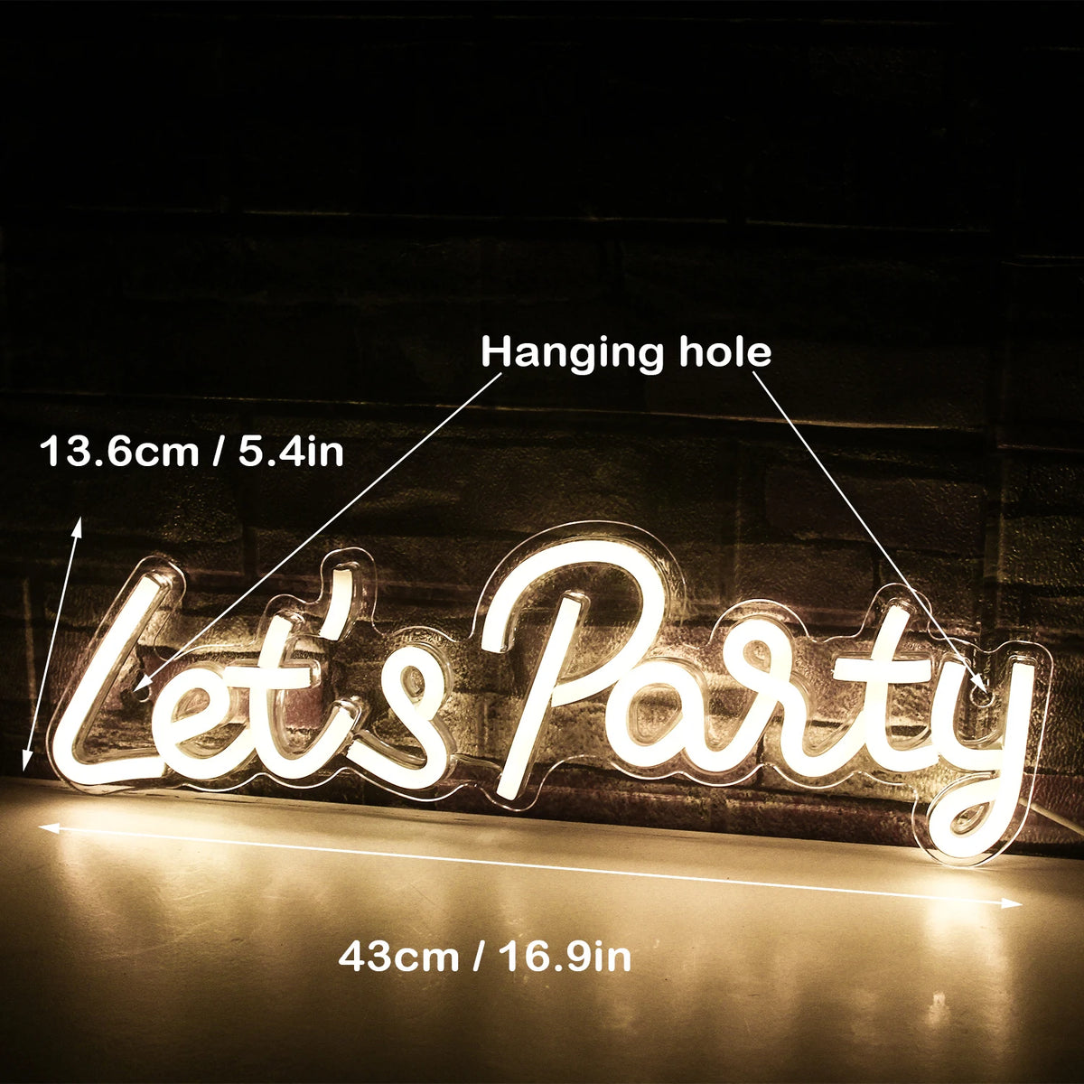 Let's Party 5V USB LED Neon Sign - Budget Friendly