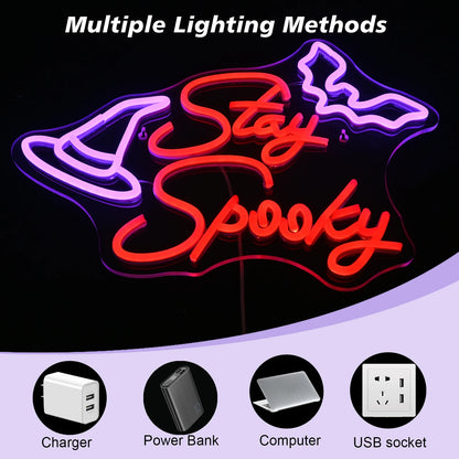 Stay Spooky 5V USB LED Neon Sign - Budget Friendly