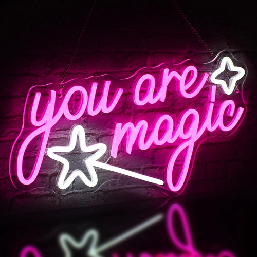 you are magic – Toverstaf en sterren – LED-neonbord (5 V USB)