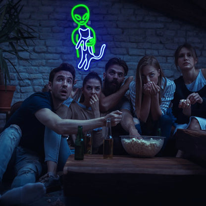 Green Alien 5V USB LED Neon Sign - Budget Friendly