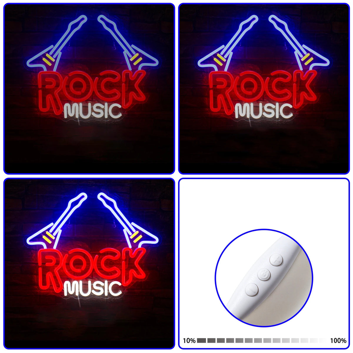 ROCK MUSIC – Twee elektrische gitaren – LED-neonbord (5 V USB)