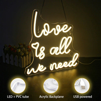 Love is all we need 5V USB LED Neon Sign - Budget Friendly
