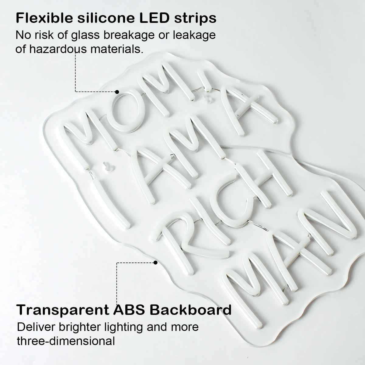 Mom I Am A Rich Man – LED-neonbord (5 V USB)