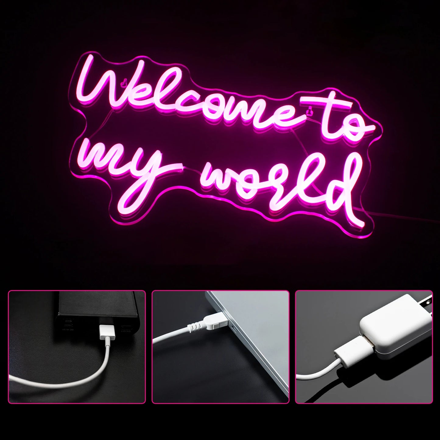 Welcome to my world 5V USB LED Neon Sign - Budget Friendly