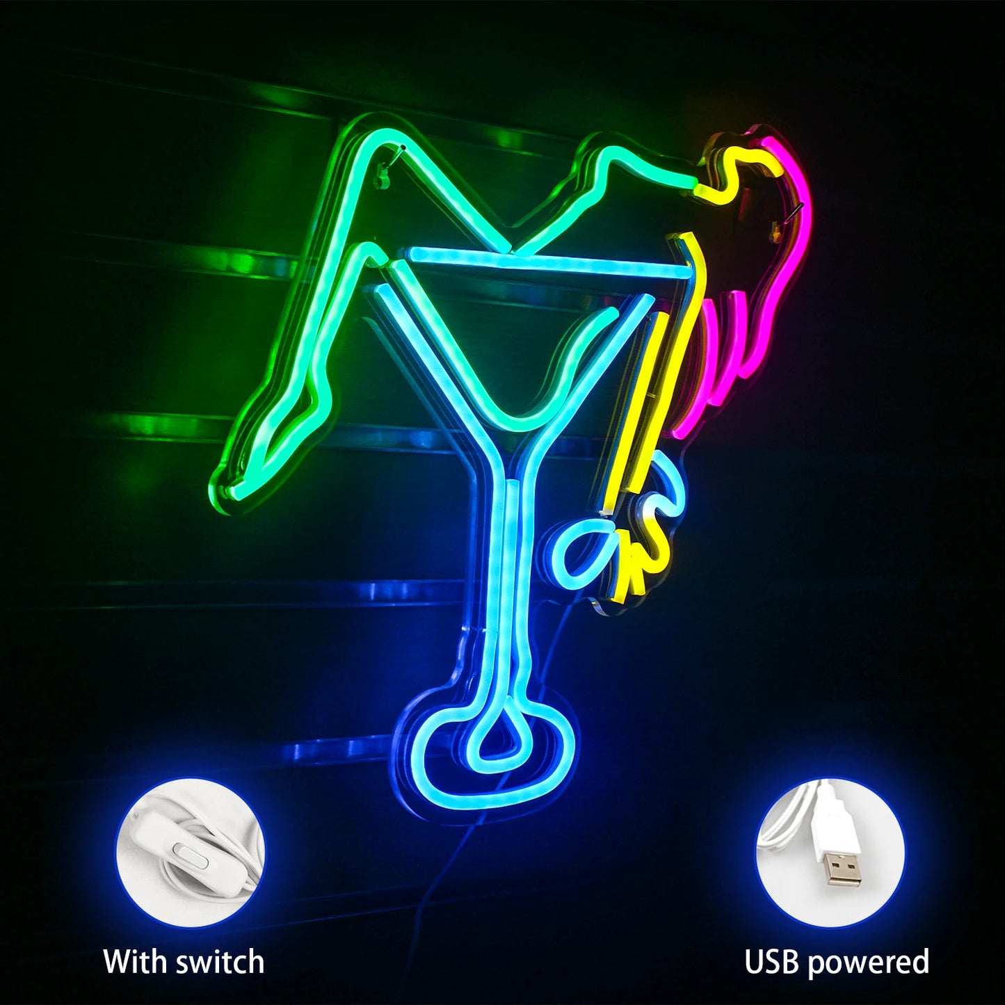 Woman Wine Glass 5V USB LED Neon Sign - Budget Friendly