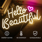 Hello Beautiful 5V USB LED Neon Sign - Budget Friendly