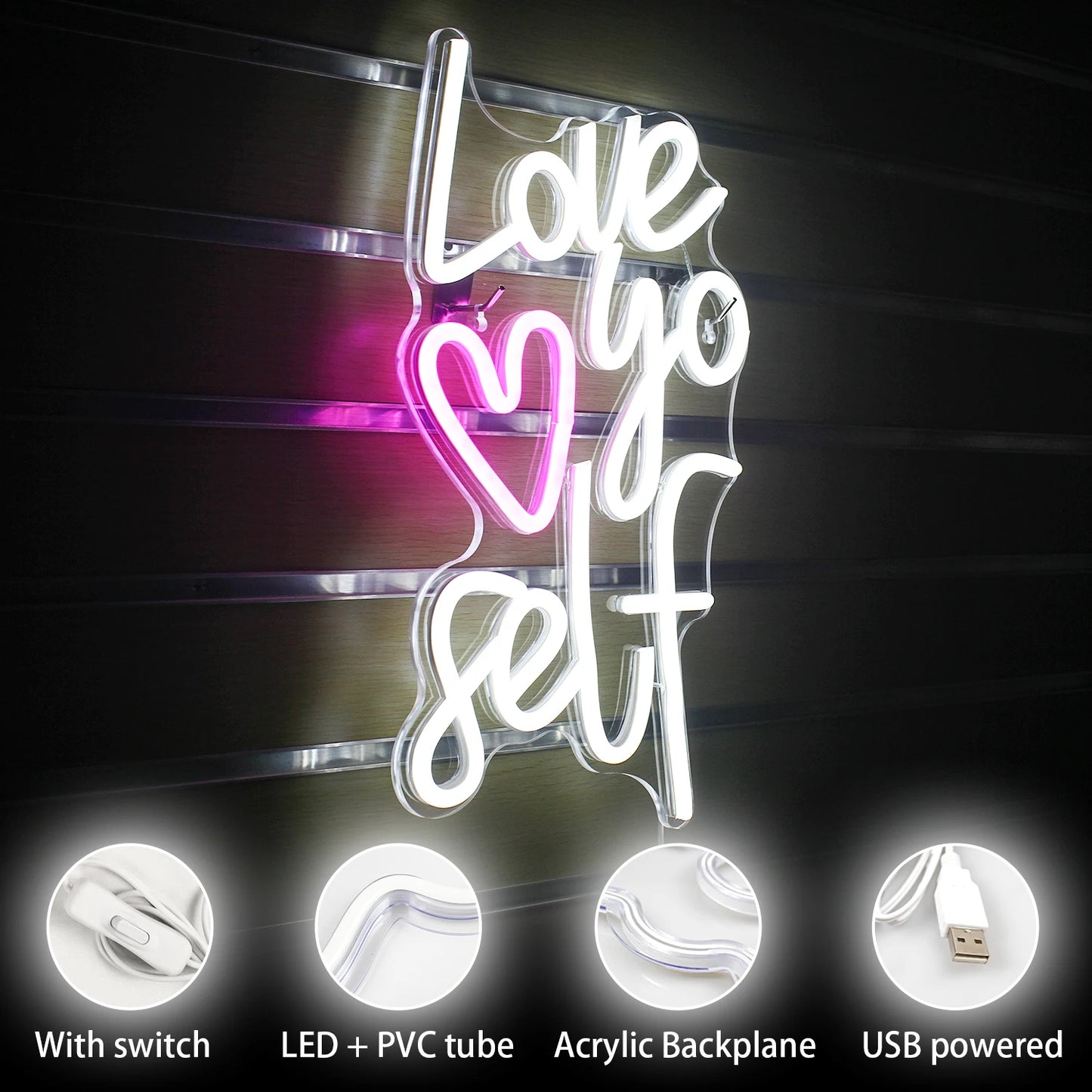 Love Yourself 5V USB LED Neon Sign - Budget Friendly