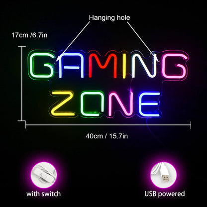 Gaming Zone Colorful 5V USB LED Neon Sign - Budget Friendly