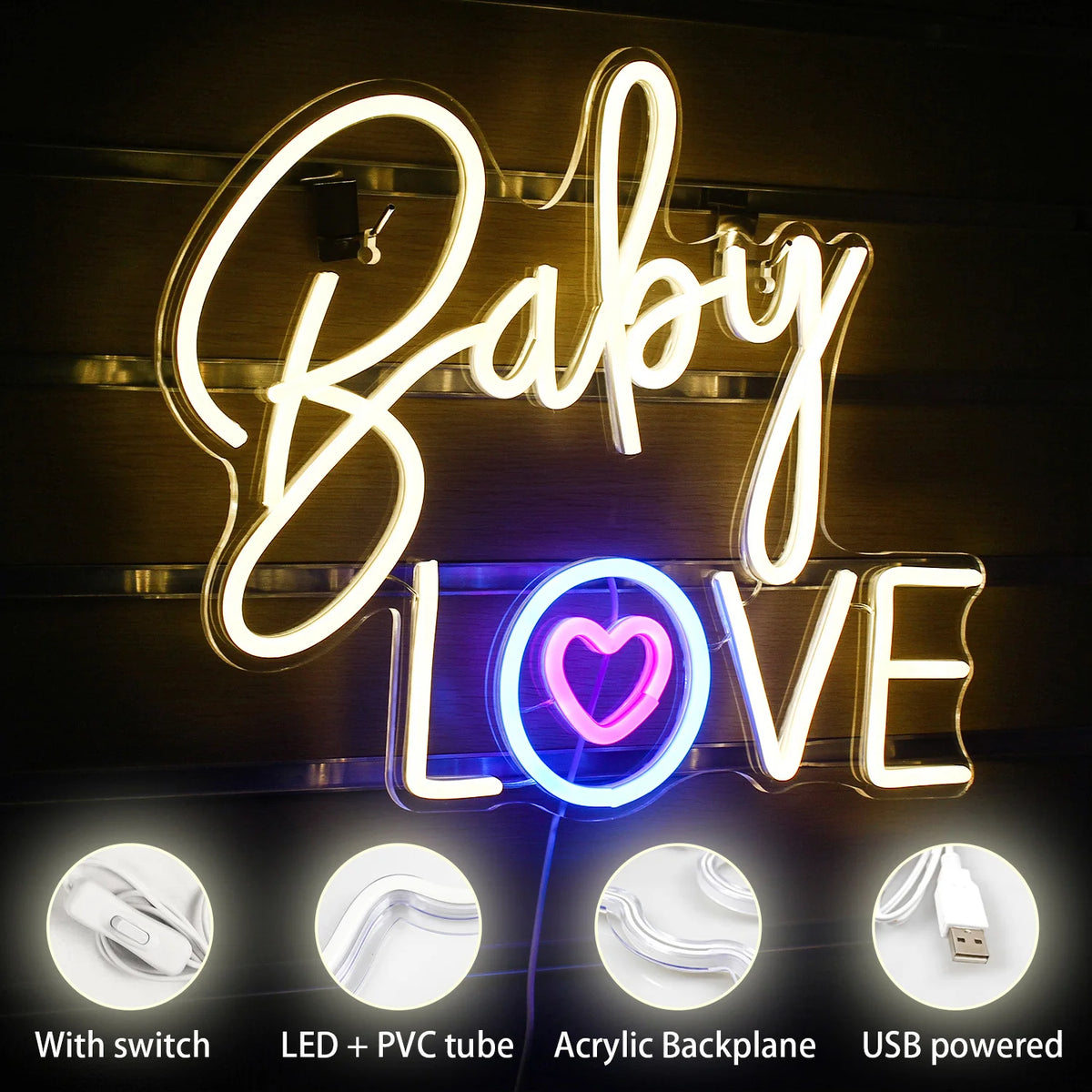 Baby Love 5V USB LED Neon Sign - Budgetvriendelijk