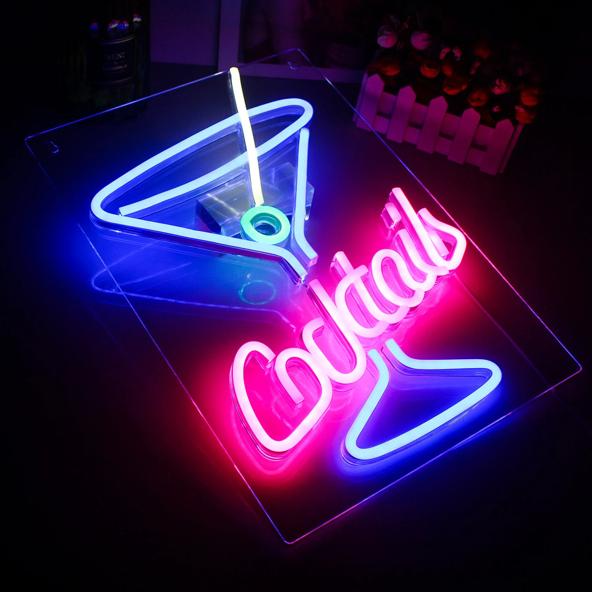 Cocktails – Martiniglas – LED-neonreclame (5 V USB)