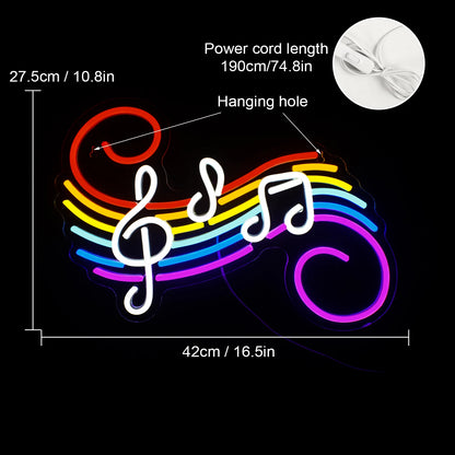 Colorful Musical Notes 5V USB LED Neon Sign - Budget Friendly