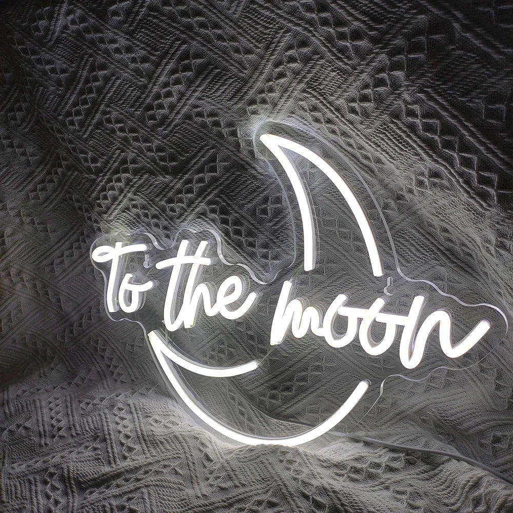 To the moon – Maansikkel – LED-neonbord (5 V USB)
