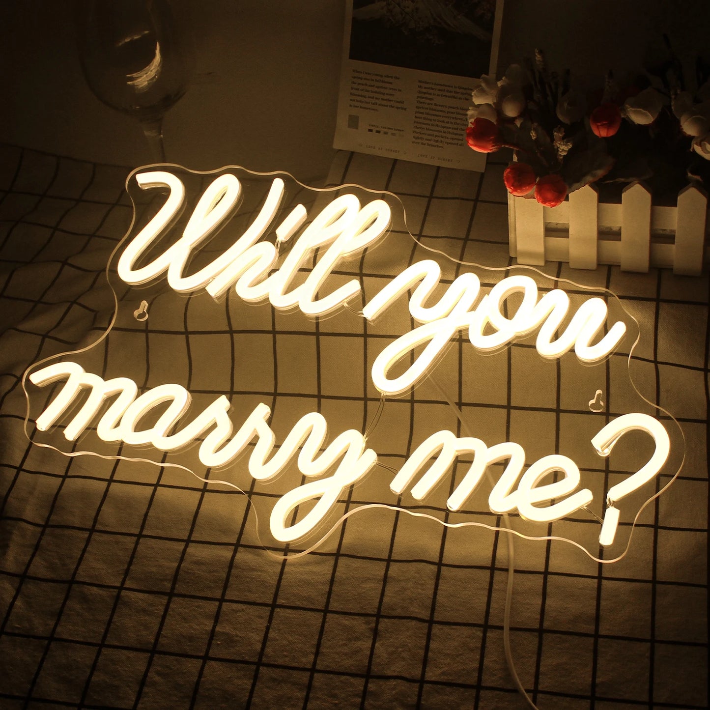 Will You Marry Me Wedding Proposal Decoration Party 5V USB LED Neon Sign - Budget Friendly