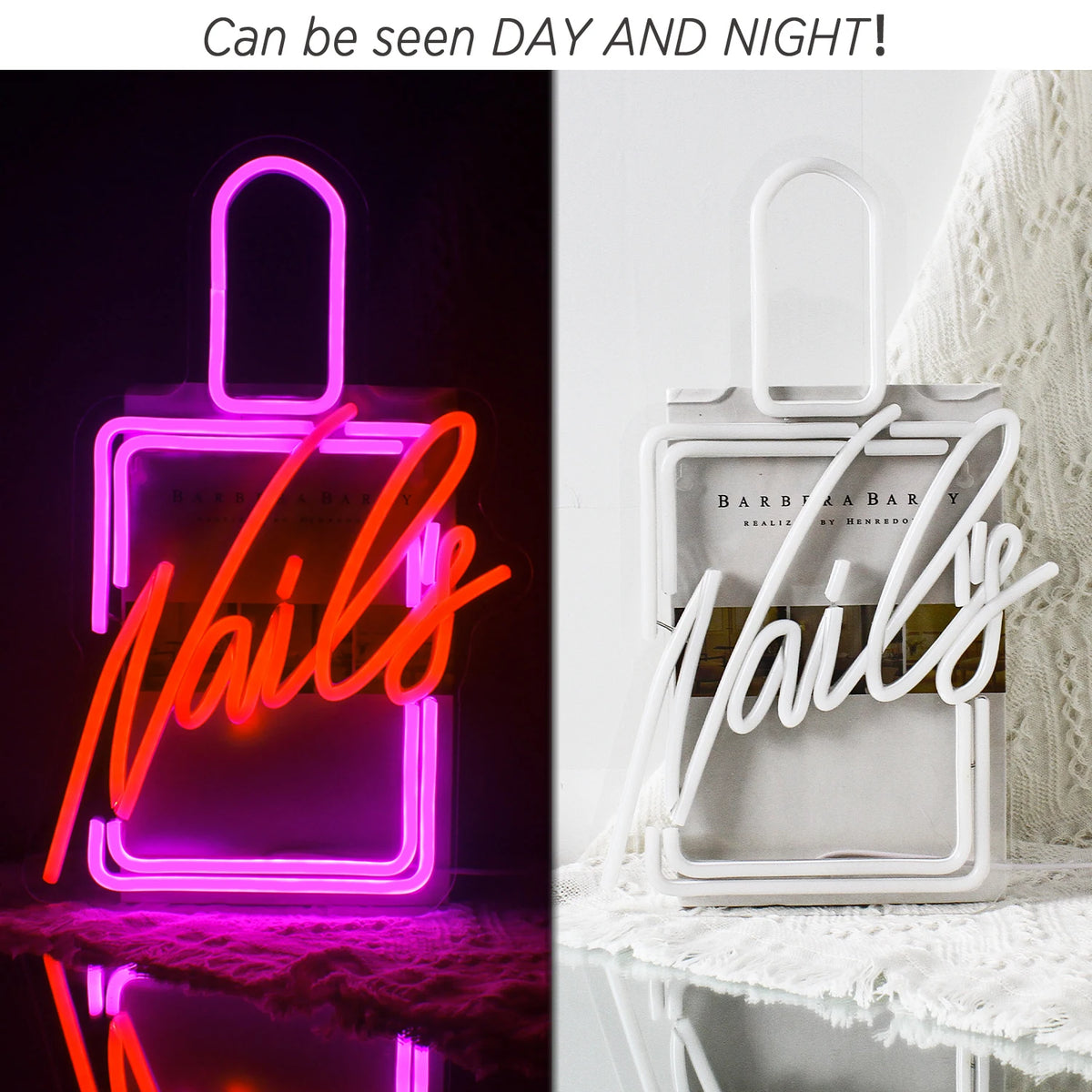 Nails – Nagellakflesje – LED-neonreclame (5 V USB)