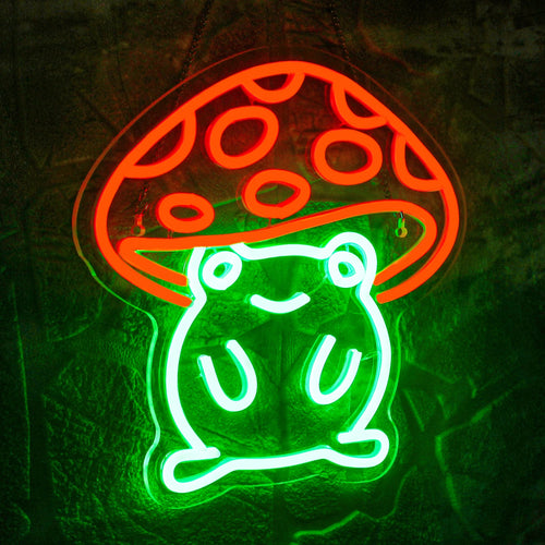 Kikker in animestijl – LED-neonbord (5 V USB)