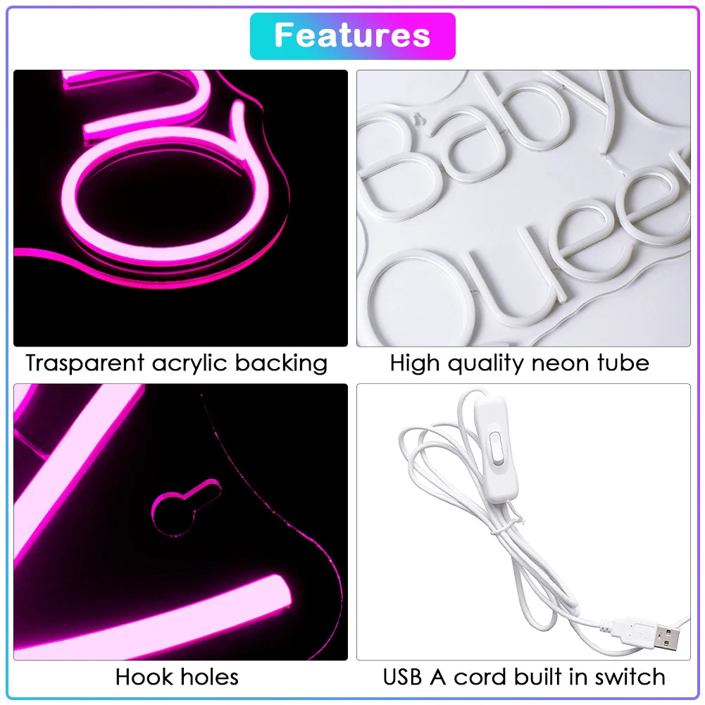 Baby Queen 5V USB LED Neon Sign - Budgetvriendelijk