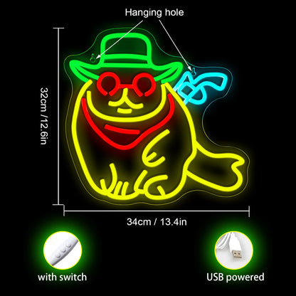 Cowboy Cat 5V USB LED Neon Sign - Budget Friendly