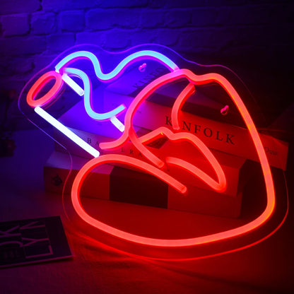 Smoking Mouth Woman Sexy 5V USB LED Neon Sign - Budget Friendly