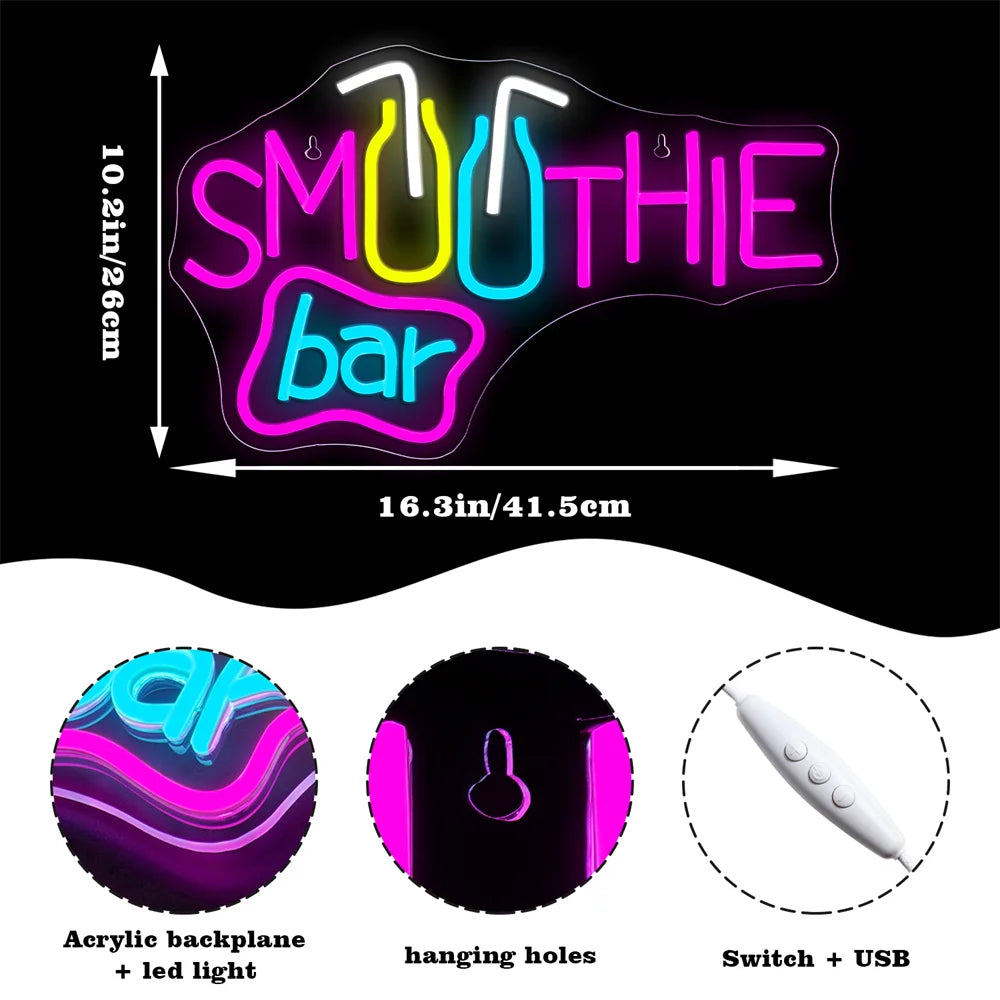 Smoothie Bar 5V USB LED Neon Sign - Budget Friendly