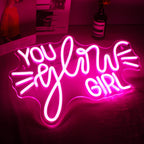 YOU glow GIRL – Lichtstralen – LED-neonbord (5 V USB)