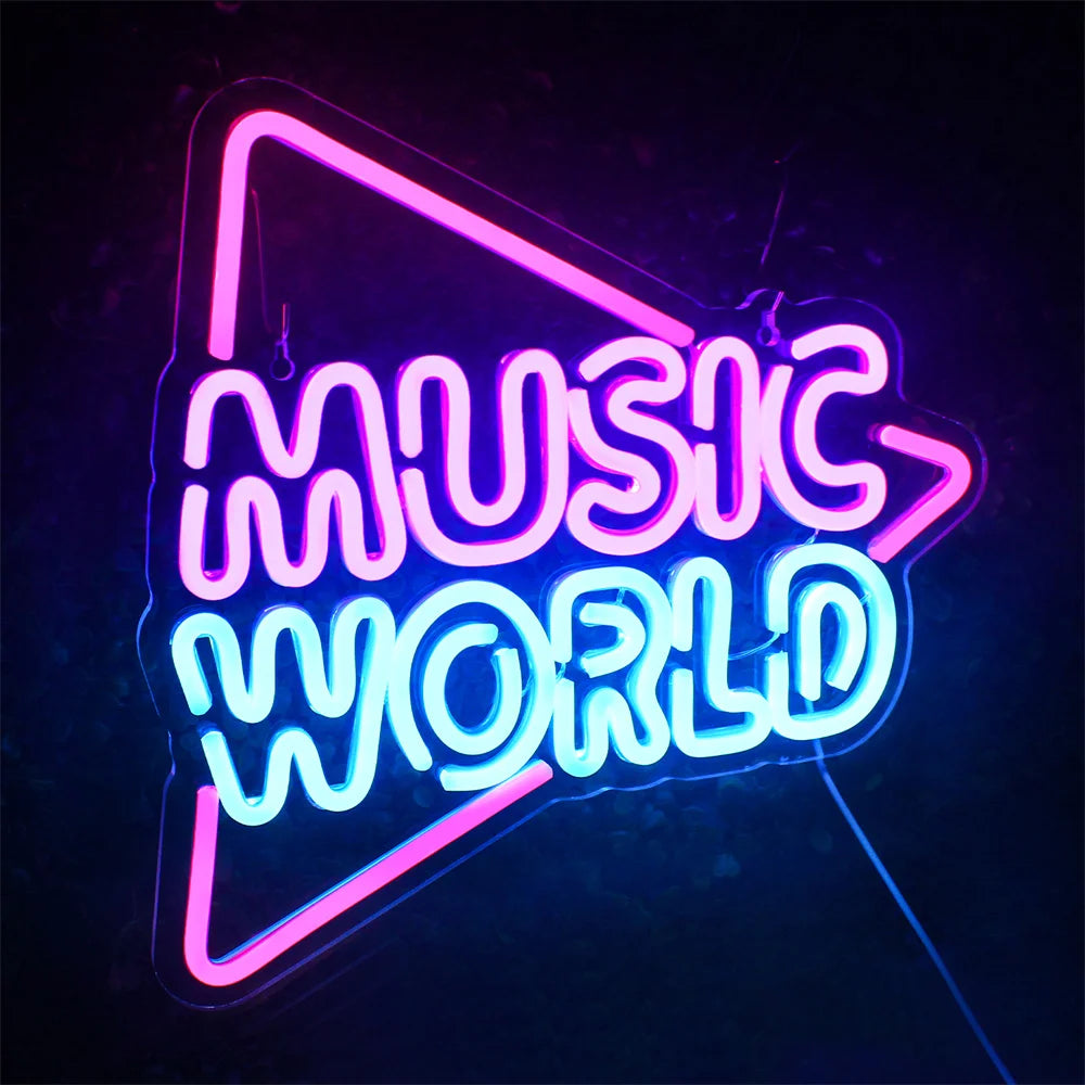 Music World 5V USB LED Neon Sign - Budget Friendly