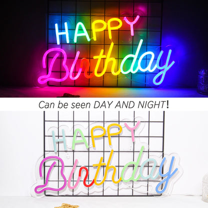 Happy Birthday 5V USB LED Neon Sign - Budget Friendly