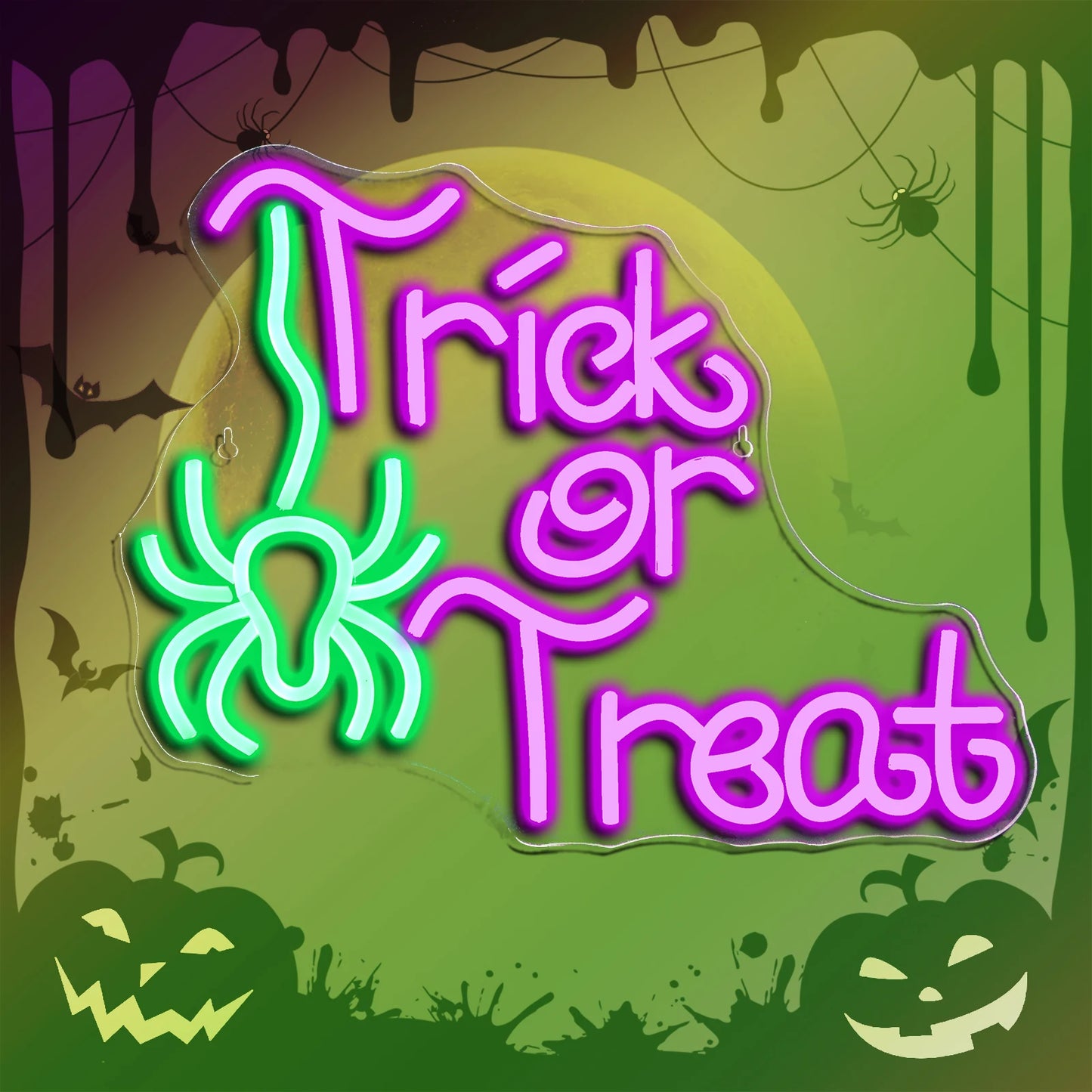 Trick Or Treat Spider 5V USB LED Neon Sign - Budget Friendly
