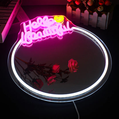Mirror Hello Beautiful 5V USB LED Neon Sign - Budget Friendly