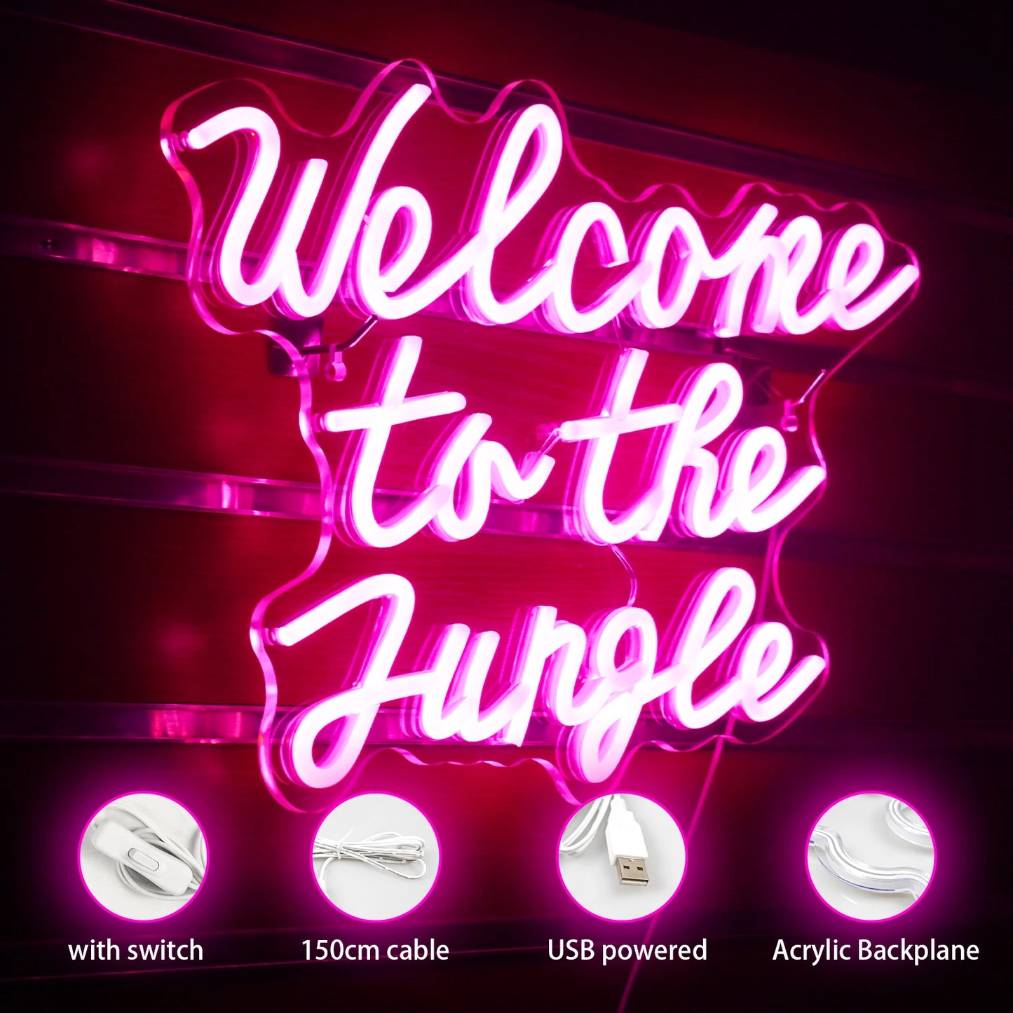 Welcome to the Jungle 5V USB LED Neon Sign - Budget Friendly