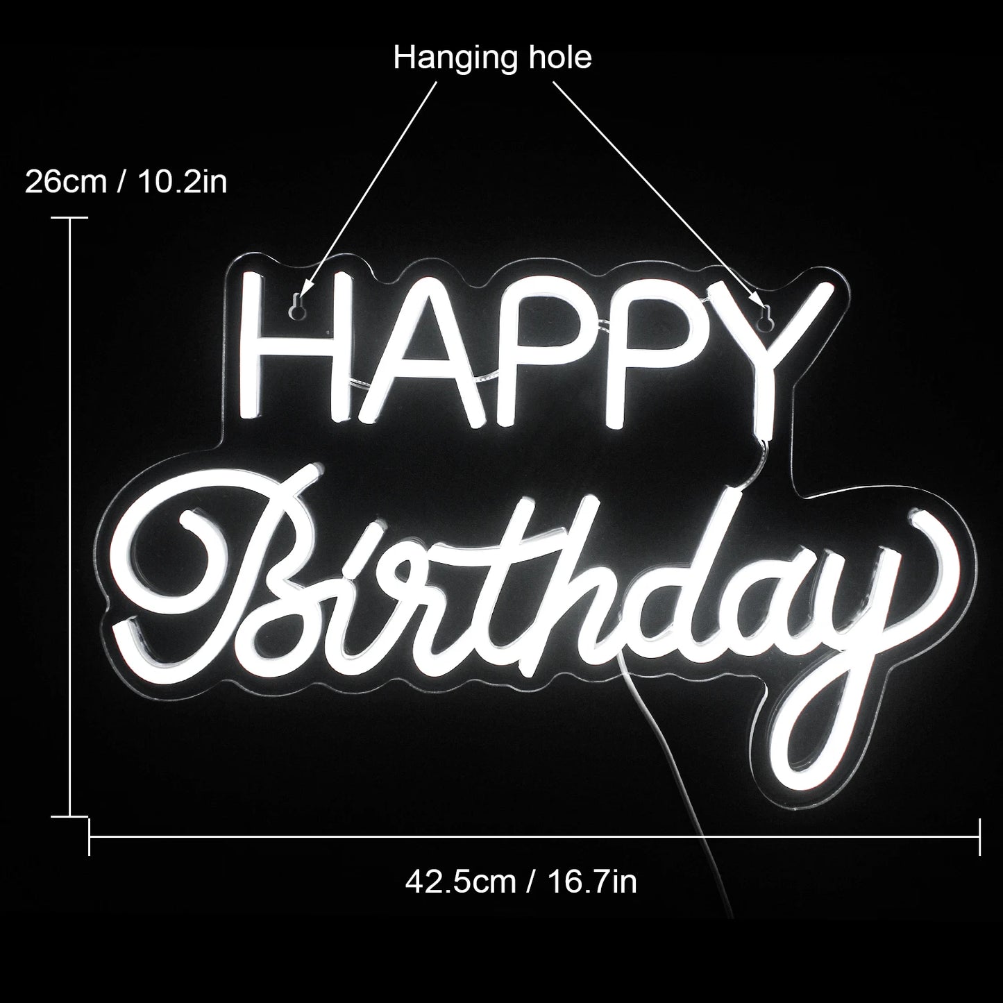 Happy Birthday 5V USB LED Neon Sign - Budget Friendly