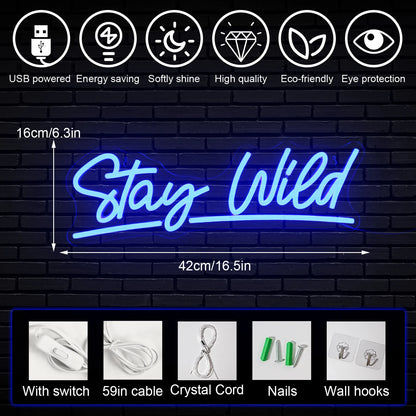 Stay Wild 5V USB LED Neon Sign - Budget Friendly
