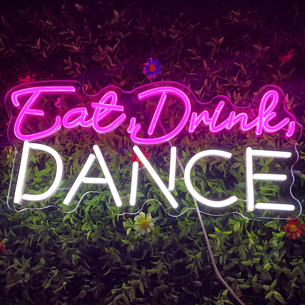 Eat, Drink, DANCE – LED-neonreclame (5 V USB)