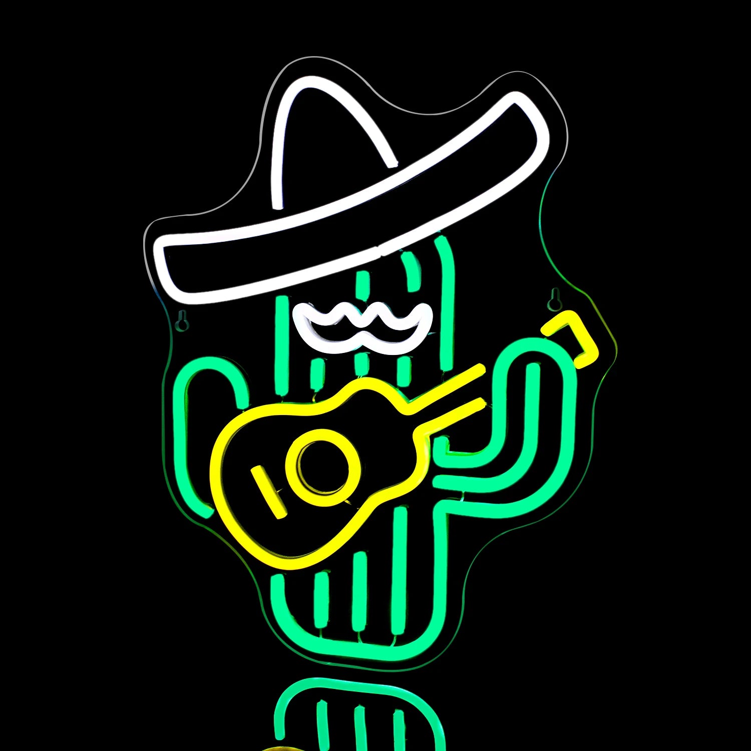 Een levendig LED-neonbord in de vorm van een klassieke cowboyhoed, dat helder en uitnodigend licht uitstraalt.