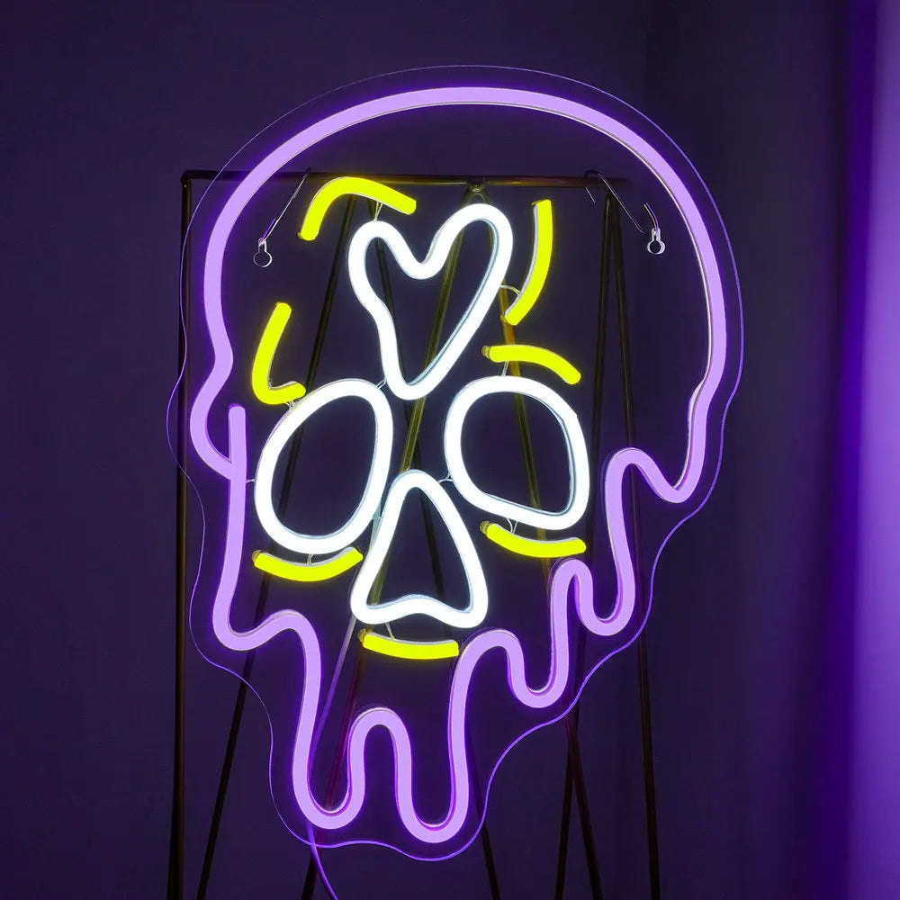 Purple Skull 5V USB LED Neon Sign - Budget Friendly